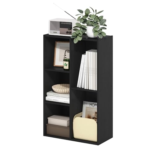 Furinno LUDER Book Shelf, 5-Cube Bookshelf, Reversible Bookcase, 9.4 x 19.5 x 31.5, Easy Assembly, for Living Room, Bedroom, Home Office, Blackwood - color: Blackwood, size: 5-Cube