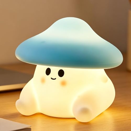 Mushroom Night Light for Kids, Cute Ghost Mushroom Lamp Silicone Baby Nursery Night Lamp, Dimmable Squishy Touch Bedside Lamps, Adorable Rechargeable Animal Lamps Gifts Kawaii Room Decor Girls Boys - color: Mushroom