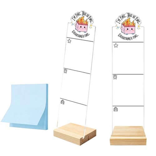 Monitor Memo Board Computer Monitor Memo Board Sticky Note Organizer Everything is Fine Dumpster Fire Acrylic Desk Accessories Removable Wooden Base Set Sticky Notes 100 Sheets 11.8×3.1 inches - color: Fine