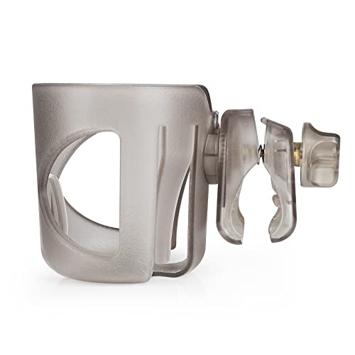 Accmor Stroller Cup Holder, Universal Cup Holder for Walker Wheelchair Bike, 360° Rotatable Stroller Cup Holder Attachment Accessories for Walker, Wheelchair, Scooter - color: Transparent Grey