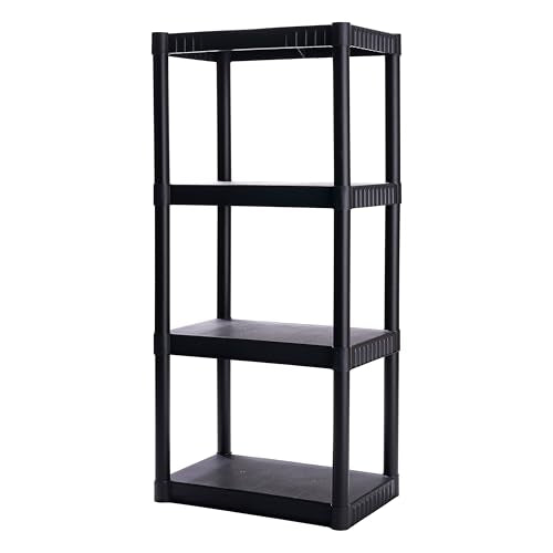 Plano 4-Shelf Plastic Storage Shelves, 48” x 23” x 14”, 200lb Capacity, Pantry, Office, Closet and Garage Shelves, Easy to Assemble, Durable Plastic Shelving Unit - size: 4-Shelf 200lb