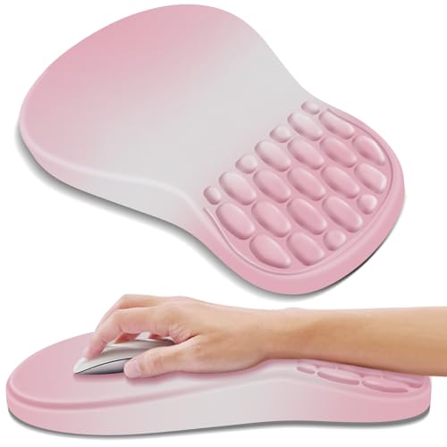 YIWEI Ergonomic Mouse Pad with Wrist Rest - Comfortable Office Mousepad with Memory Foam Wrist Support for Carpal Tunnel Relief, Mouse Pads with Non-Slip Base for Gaming and Home (Gradient Pink) - color: Gradient Pink