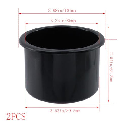 Dnyta 2Pcs 4" x 2.5" Black Plastic Cup Holder Insert, Sofa Recliner Car Seat Cups Holder Replacement, Poker Table Cup Holders, for Table, Sofa, Boats, Truck, Car - color: 2pcs, Black, size: 4" x 2.6", Regular style