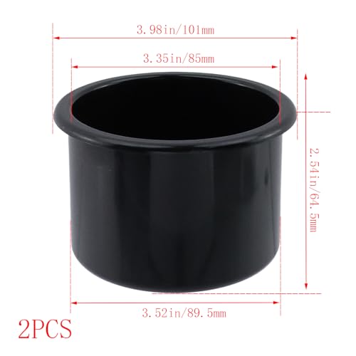 Dnyta 2Pcs 4" x 2.5" Black Plastic Cup Holder Insert, Sofa Recliner Car Seat Cups Holder Replacement, Poker Table Cup Holders, for Table, Sofa, Boats, Truck, Car - color: 2pcs, Black, size: 4" x 2.6", Regular style
