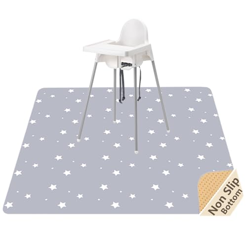 Splat Mat for Under High Chair/Arts/Crafts, WOMUMON Washable Baby Spill Mat Waterproof Anti-Slip Floor Splash Mat, Portable Play Mat and Table Cloth (Star, 51") - color: Star