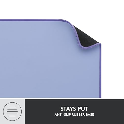 Logitech Desk Mat - Studio Series, Multifunctional Large Desk Pad, Extended Mouse Mat, Office Desk Protector with Anti-Slip Base, Spill-Resistant Durable Design, in Lilac - color: Lilac