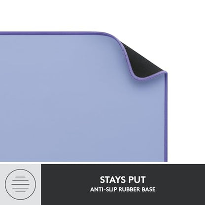 Logitech Desk Mat - Studio Series, Multifunctional Large Desk Pad, Extended Mouse Mat, Office Desk Protector with Anti-Slip Base, Spill-Resistant Durable Design, in Lilac - color: Lilac