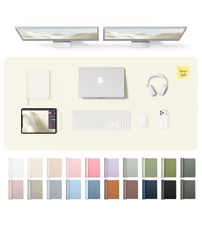 YSAGi Leather Desk Pad Protector, Office Desk Mat, Large Mouse Pad, Non-Slip PU Leather Desk Blotter, Laptop Desk Pad, Waterproof Desk Writing Pad for Office and Home (Cream,55" x 24") - color: Cream, size: 55" x 24"