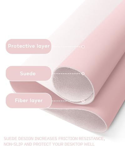 YSAGi Non-Slip Leather Desk Pad, Waterproof Laptop Computer Desk Keyboard Mat, Table Protector Blotter Mat, Large Mouse Pad for Office/Work/Home/Decor(Pink, 23.6" x 13.7") - color: Pink, size: 23.6" x 13.7"