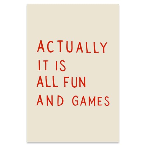 FuSatisYilife Retro Funny Red Typography Posters It is All fun and Games Canvas Wall Art Minimalist Painting Artwork Positive Affirming Quote Prints for Home Dorm Office Decor 20x30in Unframed - color: Affirmation05, size: 30L" x 20W", style: Unframed