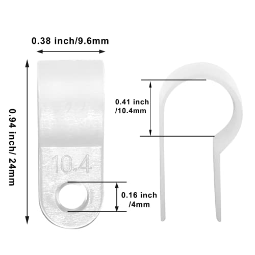 60pcs 3/8 Inch Nylon Cable Clamps, R-Type Wire Cable Clips with M4 Screws, Screw Mounting Cord Fastener Wire Conduit Clamp for Wire Management (White) - color: White, size: 3/8 inch/10.4mm