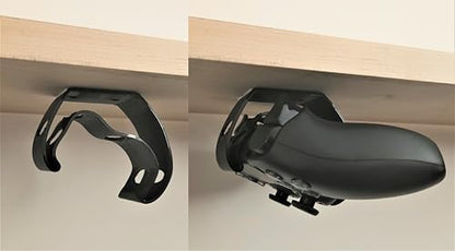 Controller Holder – Under Desk or Wall Mount Compatible with PS5 DualSense and Xbox Controllers | Quick Snap-in Design | Made in USA - color: Black, size: PS5