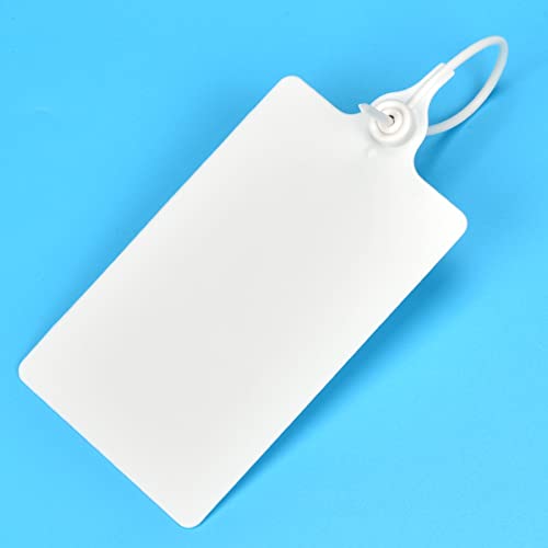 100 Plastic Shipping Tags - Waterproof, Writable Labels for Security, Storage, Hanging - With Marker Pen (White) - color: White
