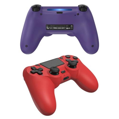 Wuthur 2 Pack Wireless Controller Compatible with PS4/Pro/Slim(Purple & Red) - color: Purple & Red