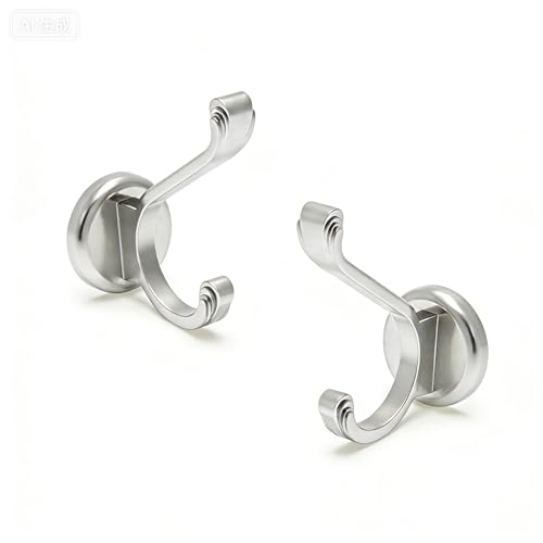 Ant Mag Magnetic Hooks Heavy Duty 140lbs Neodymium Magnet Wall Hooks for Hanging Coats Robes Backpacks Bags Hats Keys Mugs Cups Towels - size: D1.65in Silver 2 Pack