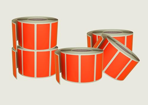 Neon Red Sticker Label Rolls 1.57" x 0.75", 5 Rolls- 2500-Pack, Rectangular Easy Write Labels 40mmx19mm by Royal Green - color: Neon Red, size: 2500