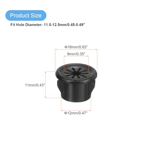 uxcell 30Pcs Cable Grommets, Snap Bushing Grommet for Holes with 0.47"(12mm) Mounting, Round Nylon Snap in Cable Desk Grommet for Cables and Cords Management, Black - size: 12 mm