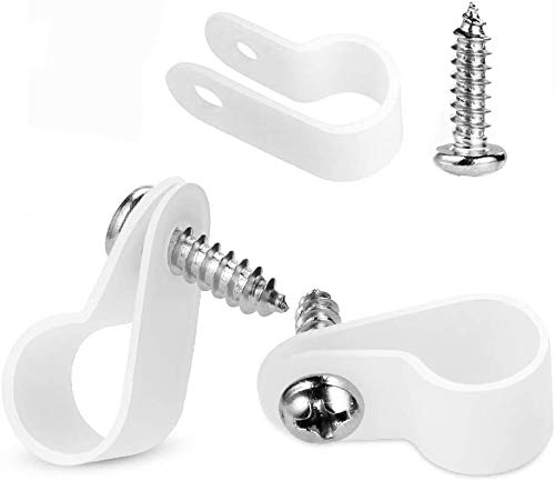 LOKMAN 100 Pack 1/4 Inch Rope Light P-Style Mounting Clips with Compatible Stainless Steel Pan Head Phillips Screws - size: 1/4 100+100