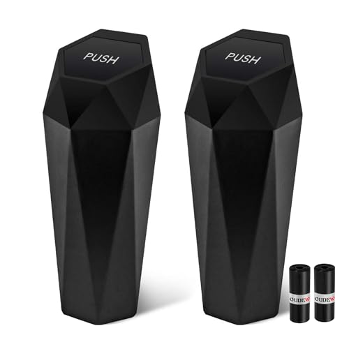 Car Trash Can with Lid - 2-Pack, Interior Accessories for Vehicles, Leakproof Garbage Can with 30 Detachable Trash Bags, Multipurpose Organizers and Storage Solutions for Home and Office - color: Black