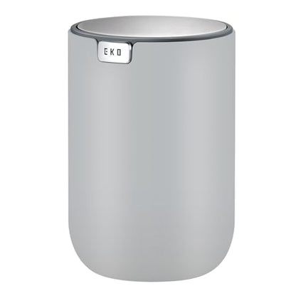 EKO Mini Desk Trash Can with Swing-Top Lid 0.4 Gallon Small Table Round Wastebasket for Office, Home, Car (Grey) - color: Grey, size: 1.5 Liters