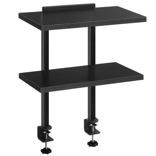 MAHANCRIS Clamp On Desk Organizer, 2-Tier Desktop Bookshelf, Adjustable Desk Storage Shelf, Metal Frame, for Office, Study and Game Room, Black DSBK3501 - color: Black, size: 2-Tier