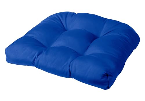 Cushion Source Tufted Chair Cushion | Rounded Back Corners | 21" x 19" x 4" Seat Cushion | No Ties | Indoor/Outdoor | Multiple Sunbrella Fabric Options Available (Sunbrella Canvas Pacific Blue) - color: Sunbrella Canvas Pacific Blue