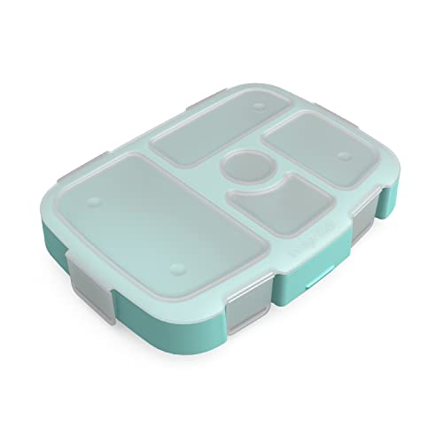 Bentgo® Kids Tray with Transparent Cover - Reusable, BPA-Free, 5-Compartment Meal Prep Container with Built-In Portion Control for Healthy, At-Home Meals & On-the-Go Lunches (Seafoam) - color: Seafoam
