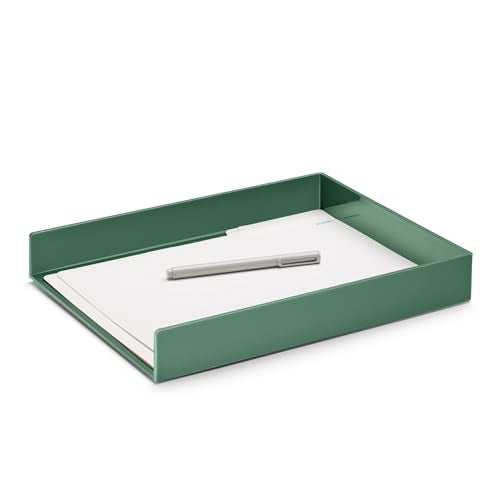 Poppin Stackable Letter Tray - Modular Lacquer Desk Trays for Office Organization, Color-Coordinated Office Supplies for Desk, Paper Trays (Sage, Letter) - color: Sage, size: 12.5" x 9.8" x 1.8"