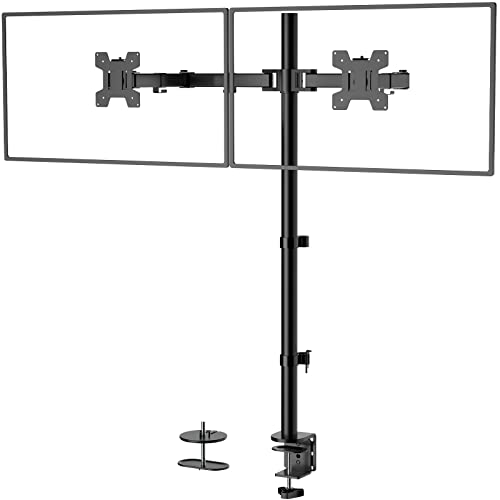 WALI Extra Tall Dual LCD Monitor Fully Adjustable Desk Mount Fits 2 Screens up to 27 inch, 22 lbs. Weight Capacity per Arm (M002XL), Black - size: 13"-27", style: Dual