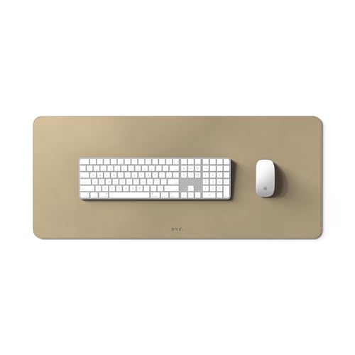 POUT TekDec Mat – Vegan Leather Desk Pad (31.5×13.4in / 80×34cm), Water-Resistant Surface, Anti-Slip Base, Scratch & Heat Protection, Multi-Functional Writing & Mouse Pad – Texas Sand - color: Texas Sand
