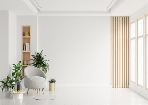 5x3ft Fabric Modern Interior Backdrop Minimalist Empty Room White Wall and Plants Decor Background Home Office Video Conference Zoom Background Photo Booth Studio Props - size: 5x3FT