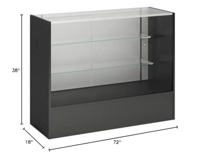 Only Hangers Full Vision Display Showcase with LED Lights, 72" Wide or 48" Wide- Available in Black, Maple, and White (Black with LED Lights, 48") - color: Black With Led Lights, size: 48"