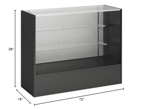 Only Hangers Full Vision Display Showcase with LED Lights, 72" Wide or 48" Wide- Available in Black, Maple, and White (Black with LED Lights, 48") - color: Black With Led Lights, size: 48"
