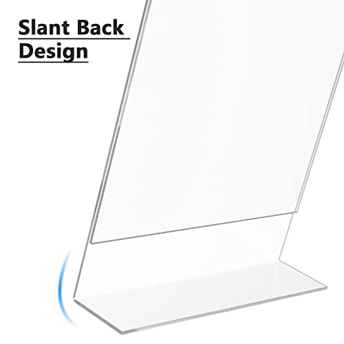 MaxGear Acrylic Sign Holder, 8.5 x 11 L-Shape Plastic Display Stand, 6 Pack | Clear Acrylic Material, L-Shape Design for Menus, Flyers and Signs, Easy Paper Insertion, Use In Office, Home, Store