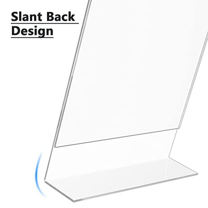 MaxGear Acrylic Sign Holder, 8.5 x 11 L-Shape Plastic Display Stand, 6 Pack | Clear Acrylic Material, L-Shape Design for Menus, Flyers and Signs, Easy Paper Insertion, Use In Office, Home, Store