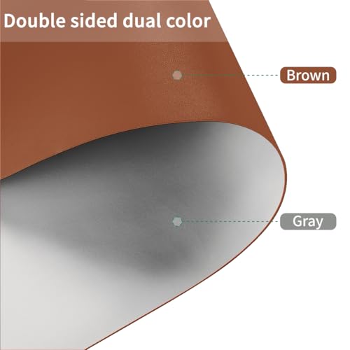 Faux Leather Table Cover,1.8mm Thick,17x54 Inch Table Protector,Glass Table Protector,Table Sticker Cover,Desk Covers On Top of Desks.(Brown+Gray,17x54) - color: Brown+gray, size: 54" x 17" (Rectangular)