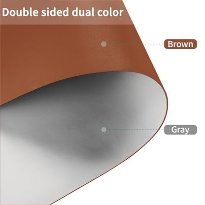 Leather Desk Mat,1.8mm Thick,12x40 Inch Desk Cover,Desk Protector Mat,Dresser Cover Top,Table Cover Rectangle,End Table Cover,Coffee Table Cover Rectangle(Brown+Gray,12×40) - color: Brown+gray, size: 12×40inch