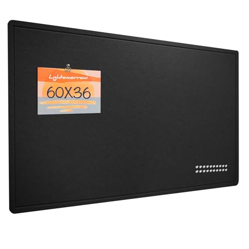 Lightomorrow Large Bulletin Board - 60 x 36 Inches, Decorative Felt Pin Board for Wall - 5' x 3' Foldable Photo Display Board with Self-Adhesive Tape, Includes 20 Push Pins - Black - color: Black, size: 60×36 inches