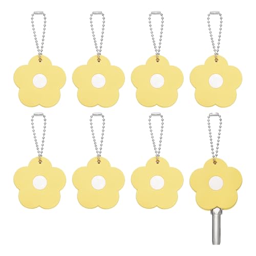 PATIKIL 8Pcs Key Covers Caps, PVC Flower Key Identifiers Markers Tags Covers Case Shell Head Protector Caps Toppers for 1.26" Flat for Office House Apartment Accessories, Yellow - color: Yellow, size: 1.26"