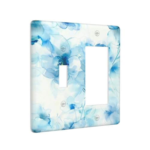 Watercolor Flower Blue White Large Floral Leaf Plants Outlet Covers 1 Toggle 1 Rocker Combination Decorative Wall Plate Electrical Switch Plates Light Switch Cover Plate for Bedroom Living Room Decor - color: Watercolor Flower Blue White Large Floral Leaf