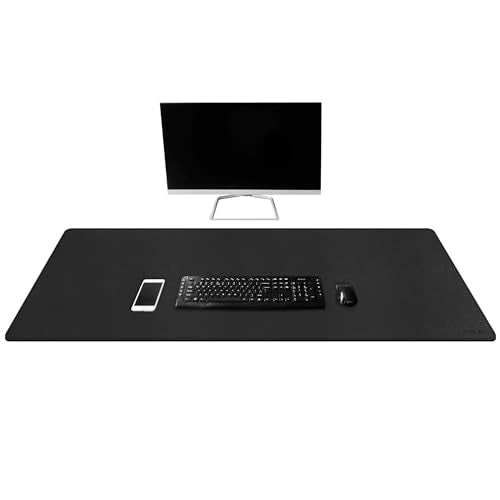 Mydours Extra Long PU Leather Desk Mat, 43.3" x 15.7", Waterproof Surface with Anti-Slip Suede Backing, Black - Extended Coverage for Monitors, Home Office Durable Scratch Resistant Desk Blotter - color: Black, size: 43.3" x 15.7"