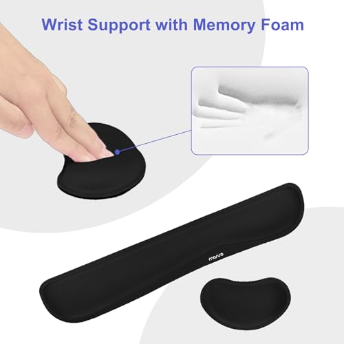 MOSISO Keyboard Mouse Pad Set, Gaming Mouse Pad&Keyboard Wrist Rest&Wrist Rest, Ergonomic Wristrests with Memory Foam Home Office Easy Typing Cushion Non-Slip Mousepad, Black - color: Black