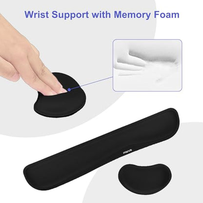 MOSISO Keyboard Mouse Pad Set, Gaming Mouse Pad&Keyboard Wrist Rest&Wrist Rest, Ergonomic Wristrests with Memory Foam Home Office Easy Typing Cushion Non-Slip Mousepad, Black - color: Black