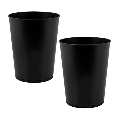 Bath Bliss 5 Liter Small Wastebasket | 2 Pack | Round Open Top | Trash Can | Bathroom | Bedroom | Kitchen | Office | Dorm | Disposal Waste Bin | Garbage | Matte Black - color: Black, size: 2 Pack