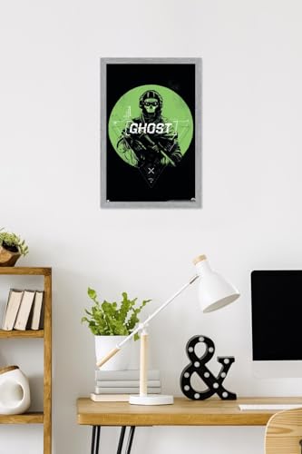 Call of Duty: Modern Warfare 2 - Ghost Emblem Wall Poster, 22.4L" x 14.7W", Gray Framed Version - color: Gray Framed Version, size: 22.4"L x 14.7"W