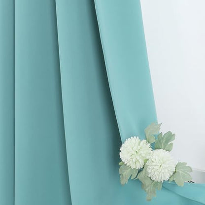 ChrisDowa Blackout Curtains for Bedroom and Living Room 50 Inches Long | 2 Panels Set, Thermal Insulated, Light Blocking, Room Darkening, Grommet, Window Treatment Drapes, Aqua, 29 x 50 Inch - color: Aqua, size: 29"W x 50"L (Pack of 2)
