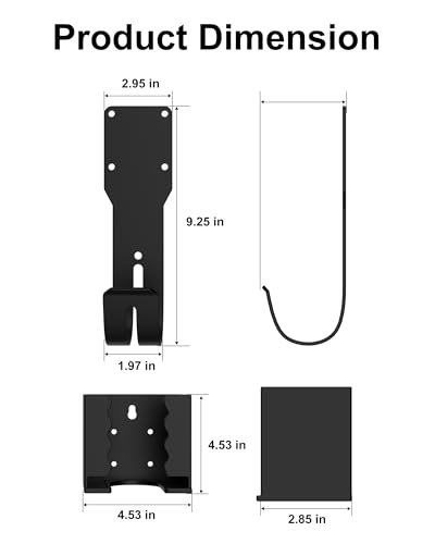 EV Charger Holder Wall Mount Kit, Ev Charging Cable Holder, EV Cable Box Organizer&J-Hook Electric Car Plug Nozzle Holster for SAE J1772 Connector(Indoor/Outdoor Use)