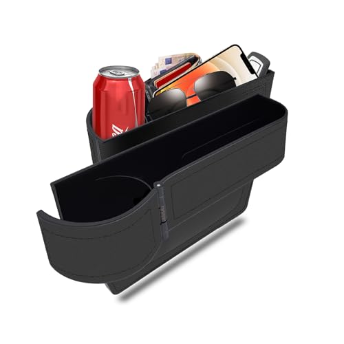BAILISI Car seat gap filler organizer,Multi-function car seat storage box 2 packs,Adjustable Cup Holder car console side storage box Holders phone, sunglasses,car accessories (Black Style 4) - color: Black Style 4