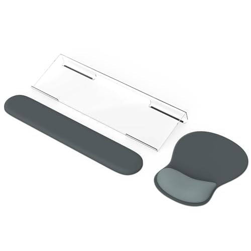 iCasso Keyboard Wrist Rest,Black Ergonomic Mouse Pad with Wrist Support,Acrylic Clear Keyboard Stand for Desktop,Non-Slip Mousepad Set for Office Home Gaming - color: Pure Black