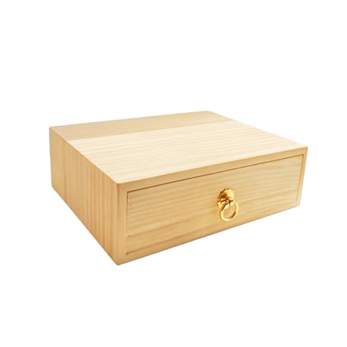 Natural Wooden Storage Box Desk Drawer Single Wood Cabinet Organizer Drawer Tabletop Storage Organization Box with Metal Handle for Desk Home Office Counter Craft Decor (1 Drawer) - style: 1 Layer